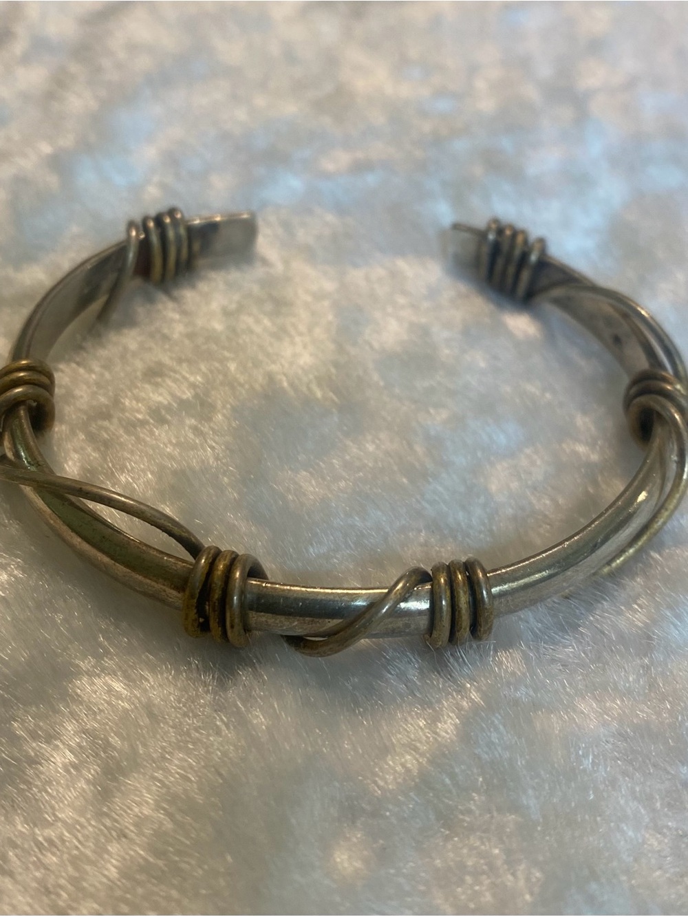 🍀VTG Sterling Silver Twisted Wire Cuff Bracelet